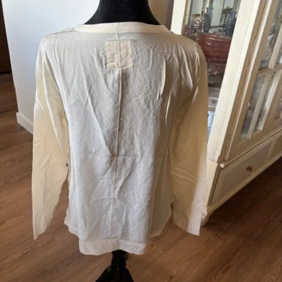 Chaser Ivory Silk Long Sleeve Pullover Top Blouse NWT Small - Picture 3 of 7